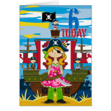 Tarjeta de cumpleaños de la escena del barco pirat