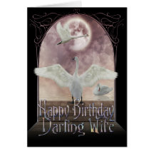 Tarjeta de cumpleaños de la esposa - cisnes