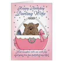 Tarjeta de cumpleaños de la esposa - mascota lindo