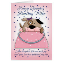 Tarjeta de cumpleaños de la esposa - mascota lindo