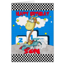 Tarjeta de cumpleaños de la jirafa del hijo - comp