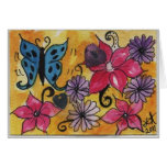 Tarjeta de cumpleaños de la mariposa y de las flor