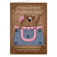 Tarjeta de cumpleaños de la nuera - mascota lindo 