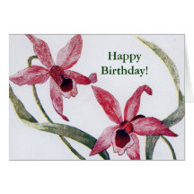 Tarjeta de cumpleaños de la orquídea de Edwardian