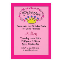 tarjeta de cumpleaños de la princesa invitación