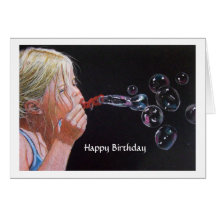 TARJETA DE CUMPLEAÑOS DE LAS BURBUJAS DEL CHICA QU
