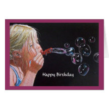 TARJETA DE CUMPLEAÑOS DE LAS BURBUJAS DEL CHICA QU