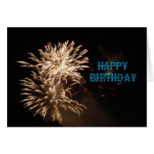 Tarjeta de cumpleaños de los fuegos artificiales