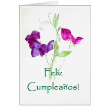Tarjeta de cumpleaños de los guisantes de olor - s