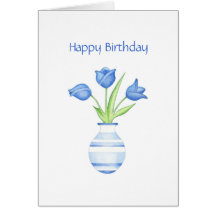 Tarjeta de cumpleaños de los tulipanes azules