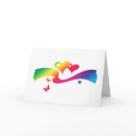Tarjeta de cumpleaños del arco iris de dos corazon tarjetas
