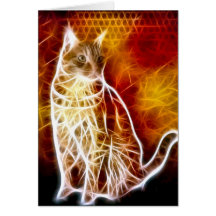 Tarjeta de cumpleaños del arte del gato del fracta