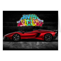Tarjeta de cumpleaños del coche ideal de la pintad