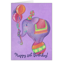 Tarjeta de cumpleaños del elefante del fiesta