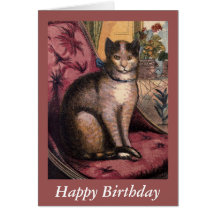 Tarjeta de cumpleaños del gato de Tabby del mascot