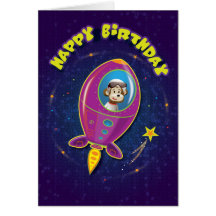 Tarjeta de cumpleaños del mono de Rocket