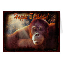 Tarjeta de cumpleaños del orangután y de la luz de