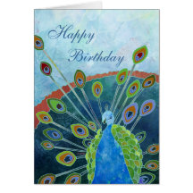 Tarjeta de cumpleaños del pavo real