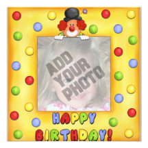 Tarjeta de cumpleaños del payaso de la foto comunicados personales 