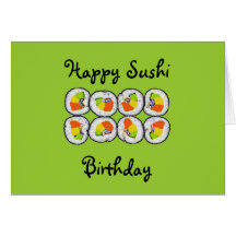 Tarjeta de cumpleaños del sushi del sushi