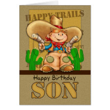 Tarjeta de cumpleaños del vaquero del hijo - Rooti