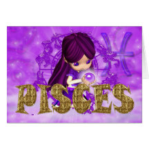 Tarjeta de cumpleaños del zodiaco de Piscis con lo