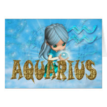 Tarjeta de cumpleaños del zodiaco del acuario con 