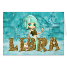 Tarjeta de cumpleaños del zodiaco del libra con la
