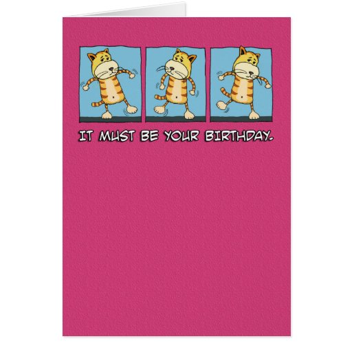 Tarjeta de cumpleaños divertida: Baile del gato