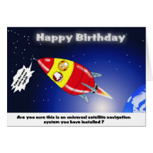 Tarjeta de cumpleaños divertida del cohete
