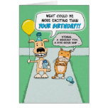 Tarjeta de cumpleaños divertida: Perro feliz y gat
