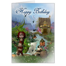 Tarjeta de cumpleaños - duendes del arte de la fan