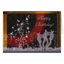 Tarjeta de cumpleaños floral de la fantasía