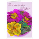 Tarjeta de cumpleaños floral de la hermana del Pri