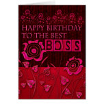 Tarjeta de cumpleaños floral rosada de Boss