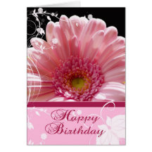 Tarjeta de cumpleaños floral rosada - flor del fel