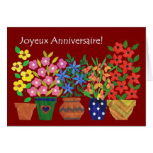 ¡Tarjeta de cumpleaños francesa - flower power!