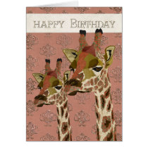 Tarjeta de cumpleaños glamorosa de las jirafas de  tarjetas