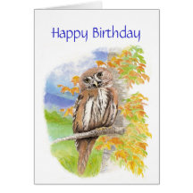 Tarjeta de cumpleaños linda del búho que insulta