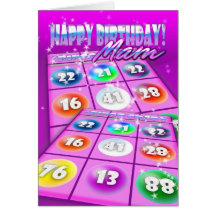 Tarjeta de cumpleaños loca del bingo de Mam