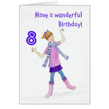 Tarjeta de cumpleaños para el chica de 8 años