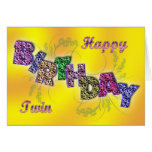 Tarjeta de cumpleaños para el gemelo con el texto 