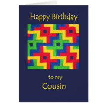 Tarjeta de cumpleaños para el primo - edredón de r