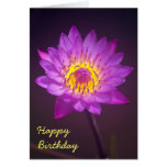 Tarjeta de cumpleaños púrpura de la flor de Lotus