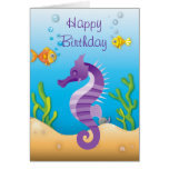 Tarjeta de cumpleaños púrpura subacuática del Seah