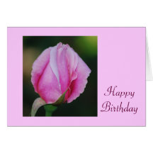 Tarjeta de cumpleaños rosada del capullo de rosa