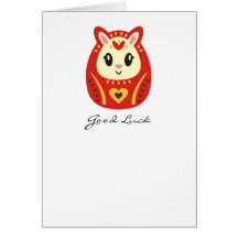 Tarjeta de Daruma del estilo de Kawaii de la buena