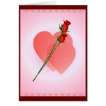 Tarjeta de dos corazones de los rosas dos