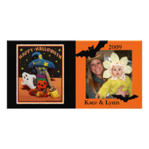 Tarjeta de encargo de la foto de Halloween del est Plantilla Para Tarjeta De Foto