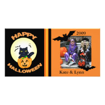 Tarjeta de encargo de la foto del gato de la bruja tarjetas fotograficas personalizadas